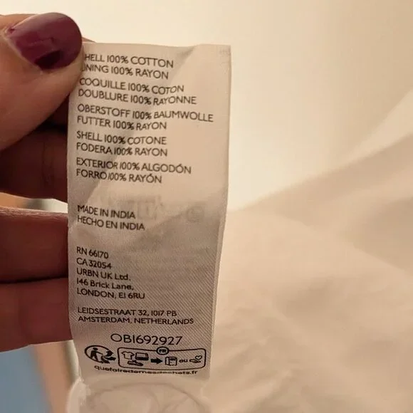 Anthropologie Maeve Puff Sleeve White Cotton Lined Smocked Mini A Line Dress M - Picture 7 of 7